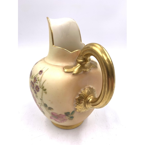 379 - A Royal Worcester Blush Ivory 1094 flat back jug - approx. 13cm high