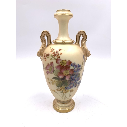 380 - A Royal Worcester Blush Ivory 1399 twin handled vase - approx. 16cm high