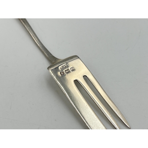 2209 - A cased set of six Angora hallmarked Birmingham silver A. J. Bailey cake forks, dated 1925 - approx.... 