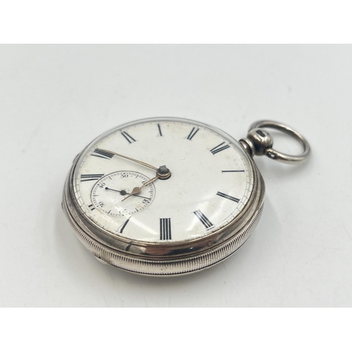 2222 - A Victorian Alfred Gurney of Coventry hallmarked London silver open face key wind pocket watch with ... 