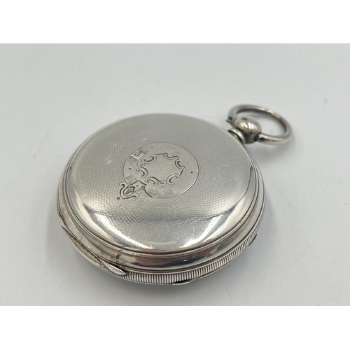 2222 - A Victorian Alfred Gurney of Coventry hallmarked London silver open face key wind pocket watch with ... 