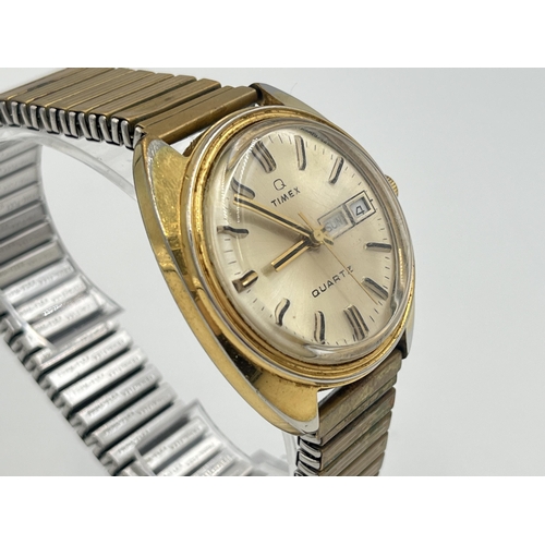 2231 - A 1970s Timex gold plated men's quartz wristwatch