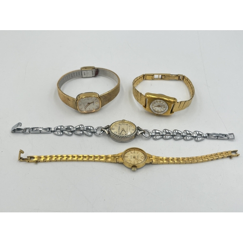 2233 - Four vintage lady's wristwatches to include Timex, Exactima etc.