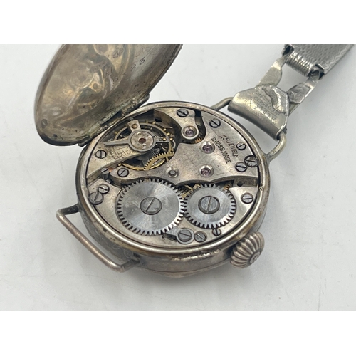 2237 - An Art Deco .925 silver cased lady's mechanical wristwatch with elasticated steel strap