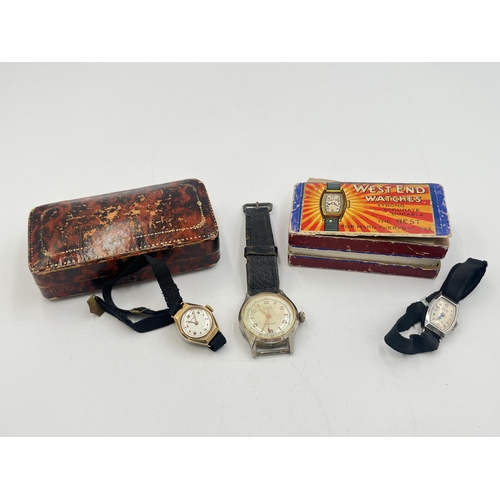 2240 - Three vintage mechanical wristwatches, one boxed Crusader 9ct gold cased lady's - approx. gross weig... 