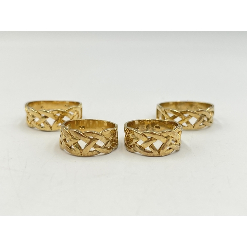 2246 - Four .925 gilt silver rings - approx. gross weight 15g