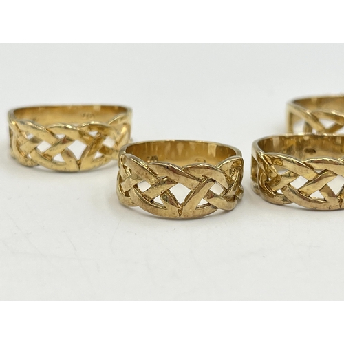 2246 - Four .925 gilt silver rings - approx. gross weight 15g