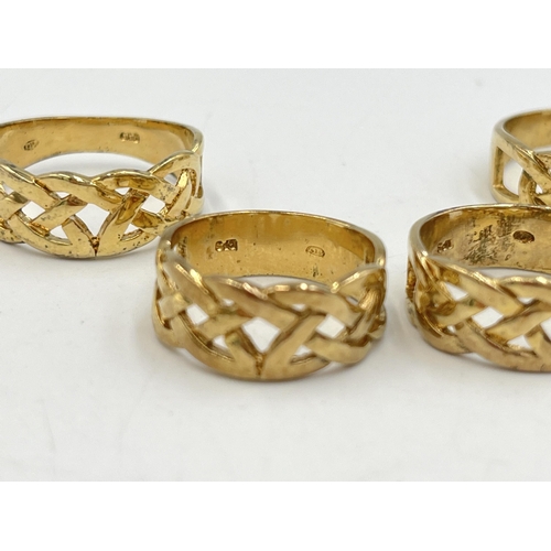 2246 - Four .925 gilt silver rings - approx. gross weight 15g