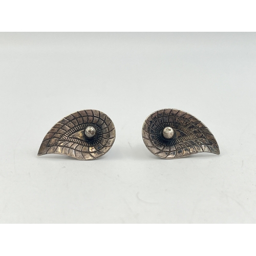 2269 - A pair of Aarre & Krogh Denmark sterling silver clip on earrings - approx. gross weight 5g