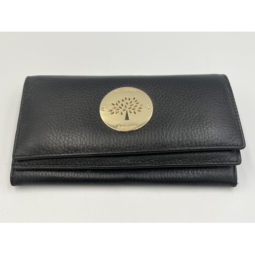 2293 - A Mulberry black leather lady's purse - approx. 10cm high x 18cm wide