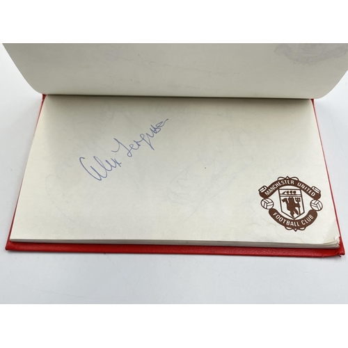 2297 - A Manchester United signed autograph book to include Alex Ferguson, Steve Bruce, Mark Hughes, David ... 