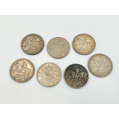 2327 - Seven 50% silver crowns, six 1935 and one 1937 - approx. gross weight 197g