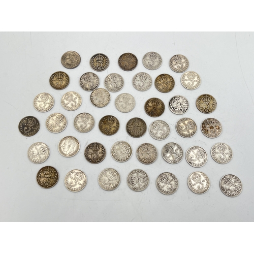 2333 - A collection of 92.5% silver threepences - approx. gross weight 55g