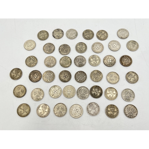 2336 - A collection of 50% silver British threepences - approx. gross weight 60g