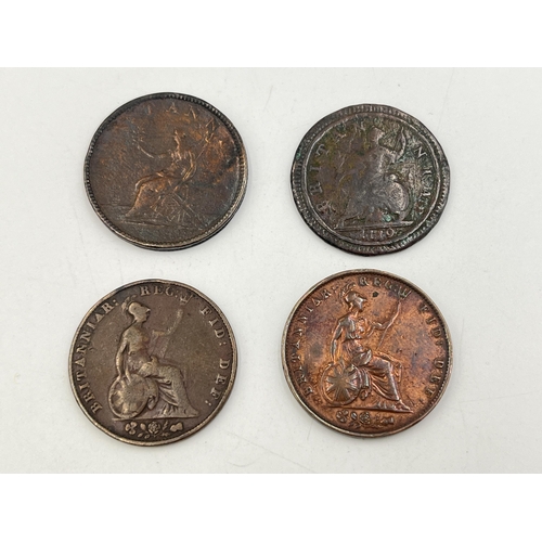 2338 - Four British halfpennies, 1854, 1851, 1806 and 1719