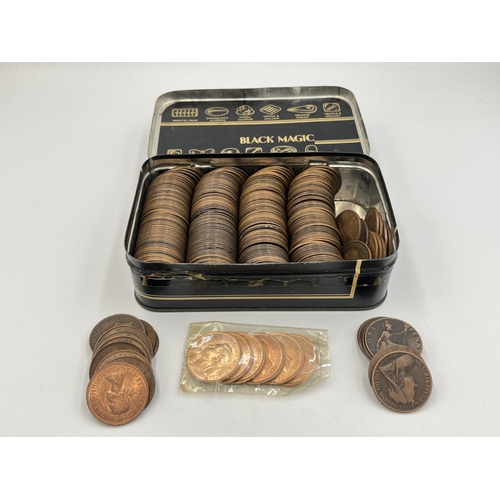 2348 - A tin containing a large collection of pre-decimal one pence coins