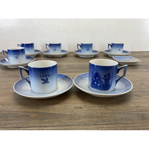 398 - Fifteen pieces of Royal Copenhagen ceramics, seven Christmas cups and saucers and one no. 3459 Vikin... 