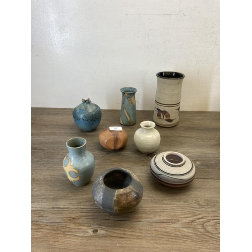 412 - Twenty one pieces of studio pottery