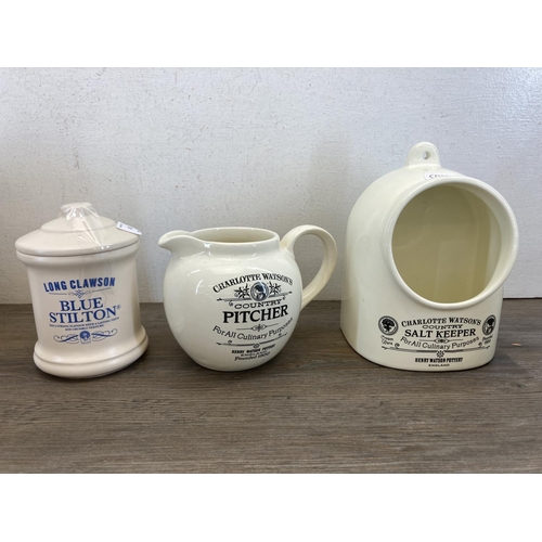 419 - A collection of ceramic kitchenware to include two Mrs. Appleby's Traditional Tea Rooms tea and coff... 