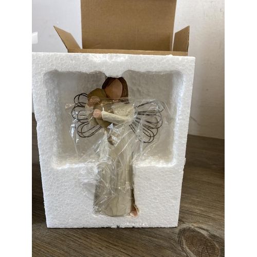 426 - Five boxed Demdaco Willow Tree figurines, Happiness, two Angel of Healing, Angel of Friendship and G... 