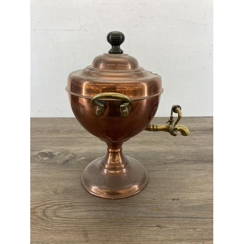 452 - A 19th century copper and brass samovar - approx. 37cm high