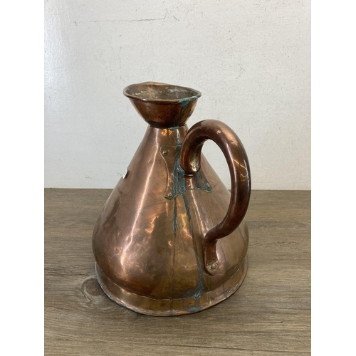 456 - A 19th century copper one gallon water jug - approx. 28cm high