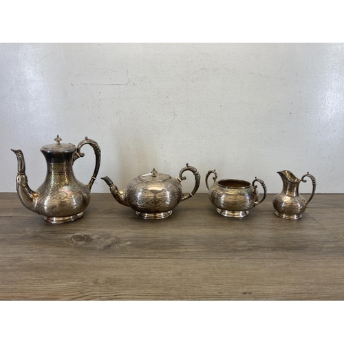 457 - A 19th century W.W.H & Co EP four piece tea and coffee set