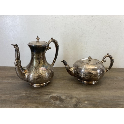 457 - A 19th century W.W.H & Co EP four piece tea and coffee set