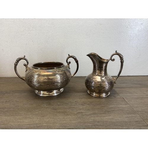 457 - A 19th century W.W.H & Co EP four piece tea and coffee set