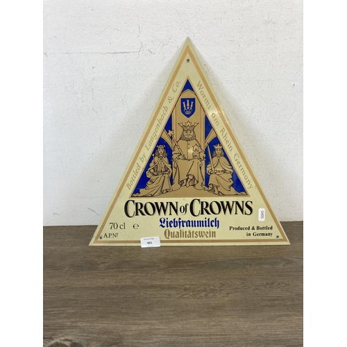 461 - A vintage German Crown of Crowns advertising sign - approx. 39cm high x 39cm wide