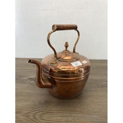 467 - A 19th century copper kettle