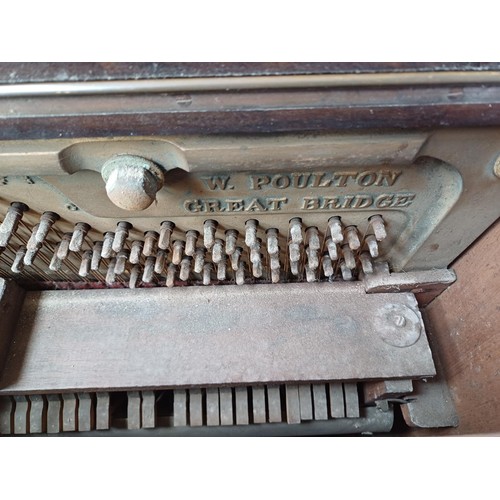 845 - An early 20th century inlaid walnut John Arnold London upright piano