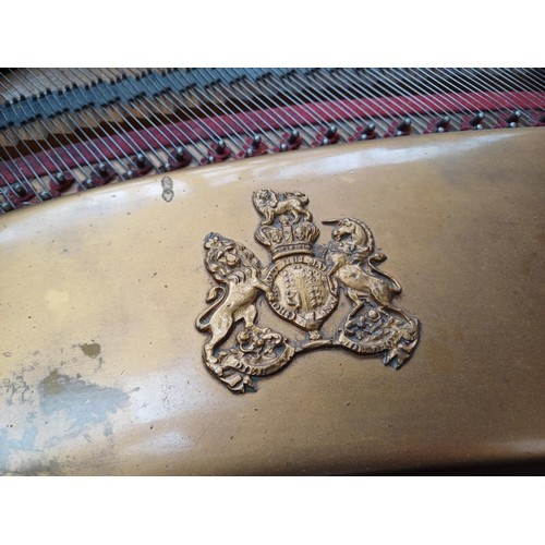 846 - A late Victorian mahogany cased John Broadwood & Sons baby grand piano with fretwork music stand, sq... 