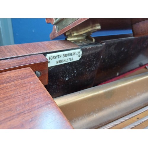 846 - A late Victorian mahogany cased John Broadwood & Sons baby grand piano with fretwork music stand, sq... 