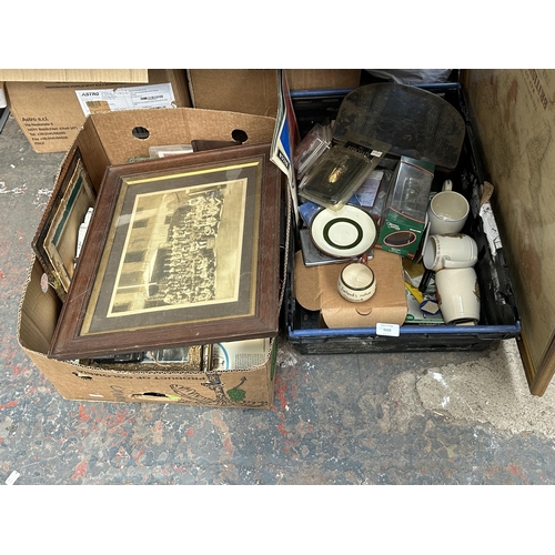 1115 - Two boxes containing vintage Kodak camera, Britain figures, Corgi limited edition The Original Omnib... 