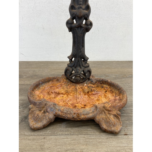 522 - A 19th century style cast iron and black painted stick stand - approx. 55cm high x 27cm wide x 18cm ... 