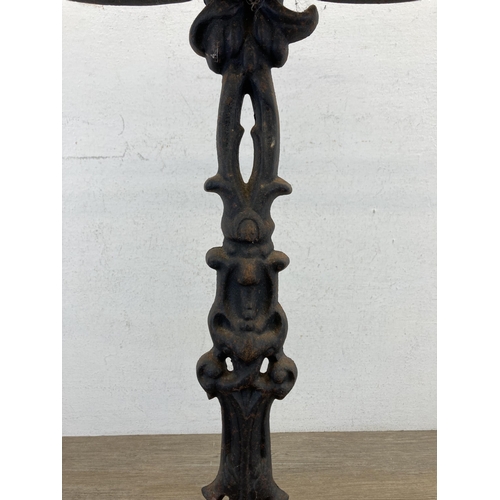 522 - A 19th century style cast iron and black painted stick stand - approx. 55cm high x 27cm wide x 18cm ... 