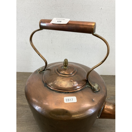 526 - A 19th century copper kettle - approx. 32cm high