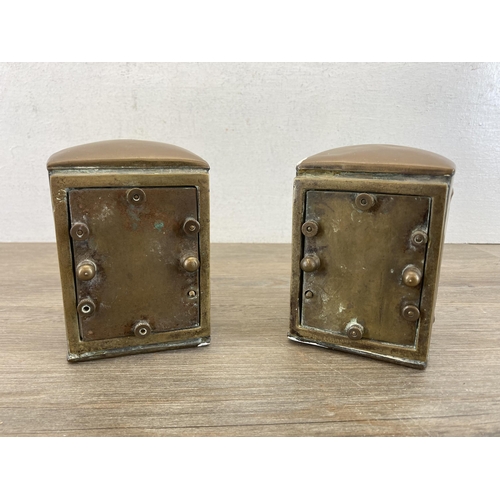 527 - A pair of vintage nautical brass Starboard and Port lamps - approx. 12cm high