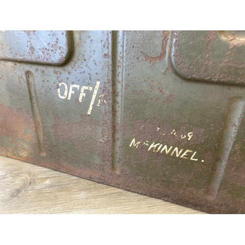 546 - A WWII military green metal ammunition box - approx. 34cm high x 49cm wide x 21.5cm deep