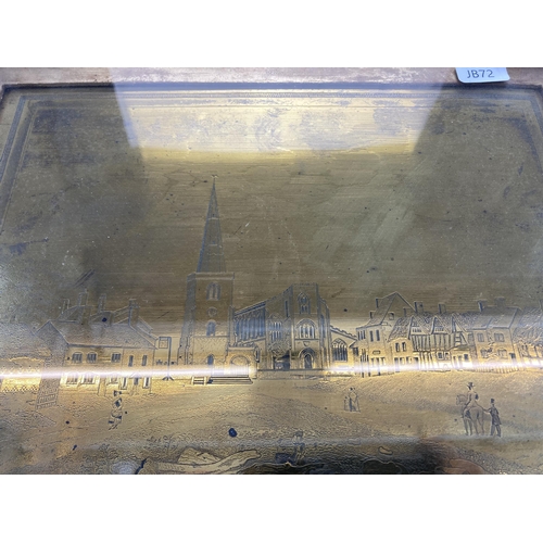 554 - An 19th century W. Gee of Congleton brass engraving of Astbury in 1841 in Macclesfield School of Car... 