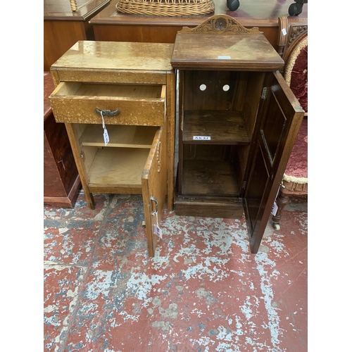 183 - Two cabinets, one late 19th/early 20th century carved walnut and one Art Deco style oak
