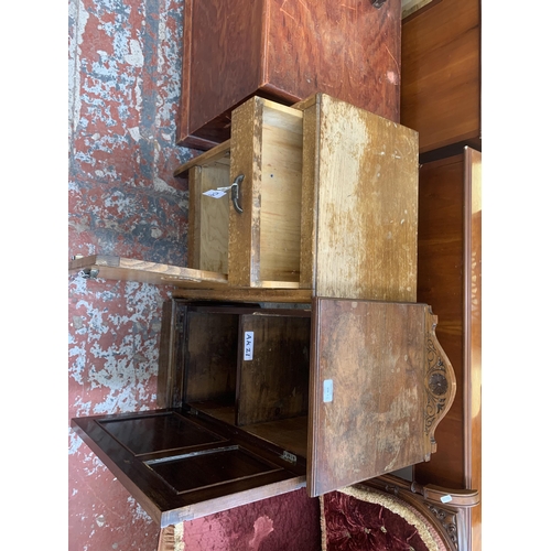 183 - Two cabinets, one late 19th/early 20th century carved walnut and one Art Deco style oak