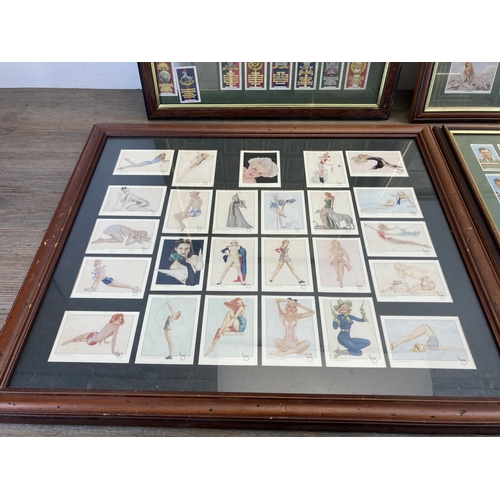 620 - Four framed collector's card sets, one Churchmans Cigarettes Rugby Internationals, one Gallaher Limi... 