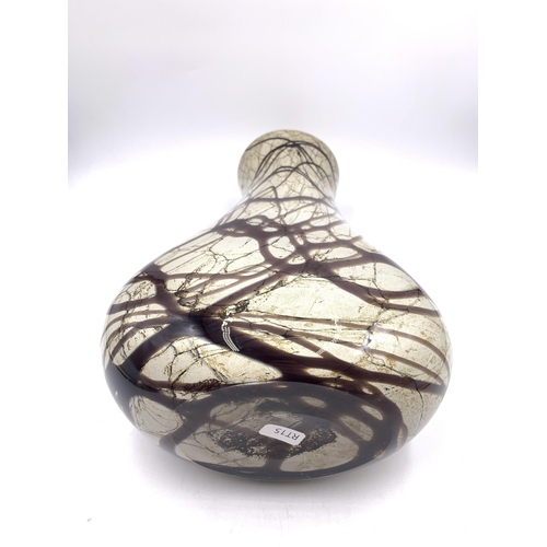 401 - A marble effect studio glass vase - approx. 33.5cm high