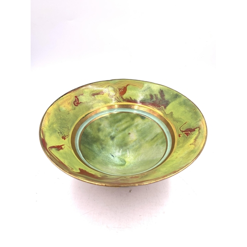 408 - A 20th century mottled glazed studio pottery circular footed bowl with swirl mark to base - approx. ... 