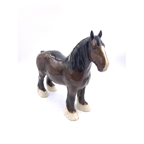 424 - A Royal Doulton brown gloss shire horse figurine - approx. 21cm high