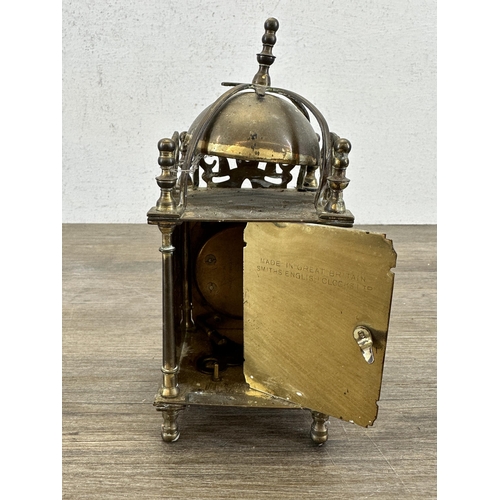 645 - A vintage Smiths engraved brass key wind carriage clock - approx. 18cm high x 7.5cm wide x 7.5cm dee... 