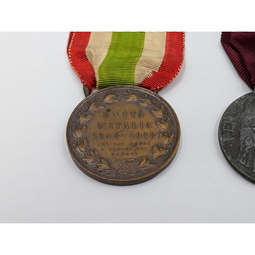 2145 - Seven Italian medals to include WWI Victory, Order of Vittorio Veneto, WWI Unity etc.