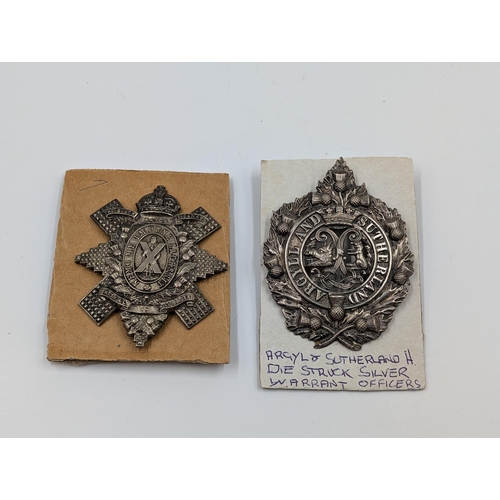 2146 - Two military cap badges, one The Royal Highlanders The Black Watch of Canada and one Argyll and Suth... 